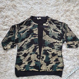 Anthropologie Painted Gold Camo Cardigan Sweater